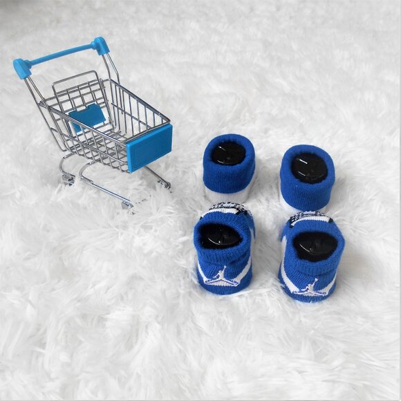 Nike Jordan Infant Booties 2 Pack Baby Newborn 0-6 Mo Blue String Design - Picture 3 of 13